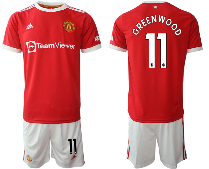 Men 2021-2022 Club Manchester United home red #11 Adidas Soccer Jersey->manchester united jersey->Soccer Club Jersey